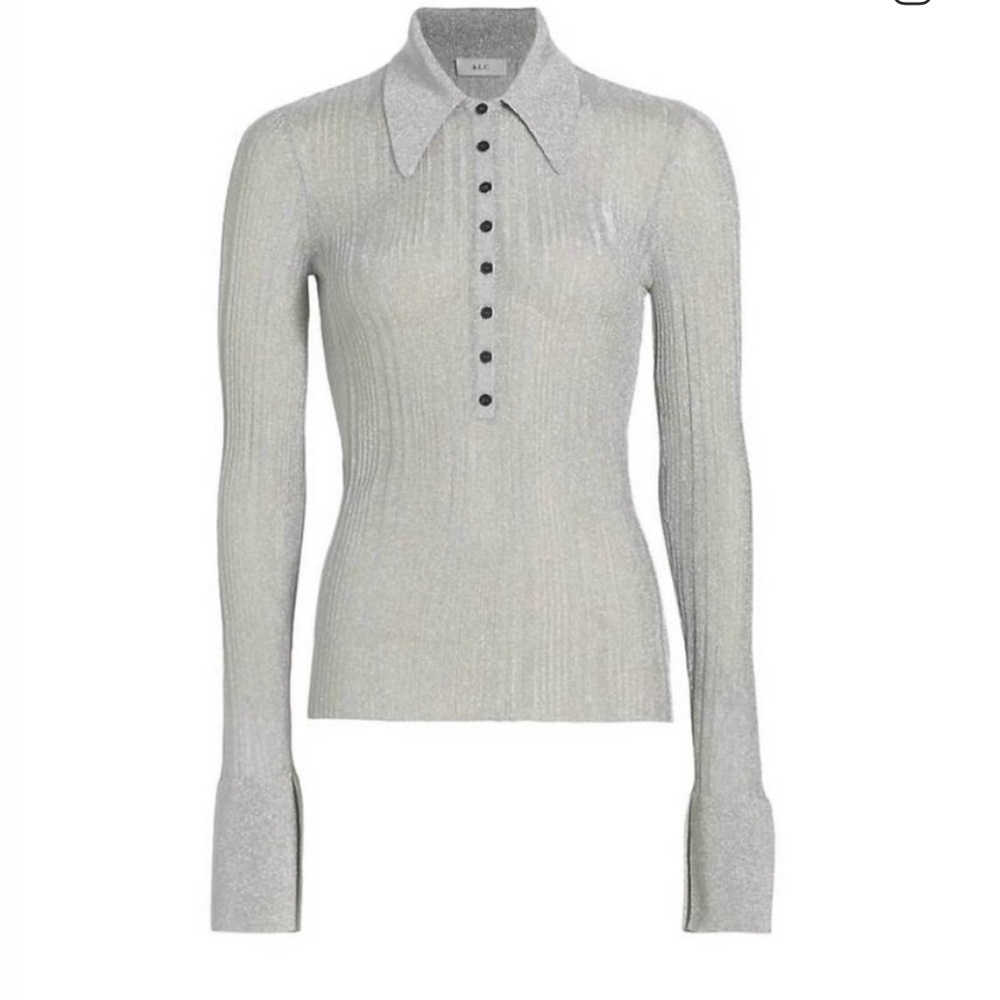 A.L.C. Eleanor Metallic Gray Button Down Shirt NWT